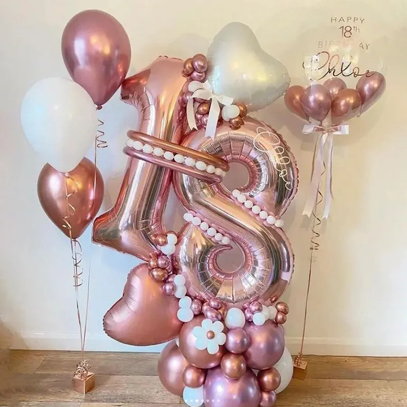 Palloncini Decorativi per Festa Della Mamma, Decorazioni Feste Oro Rosa con Palloncini Lettere BEST MUM, Palloncino Foil Forma Tella e Cuore, Pompon Carta, per Donne Forniture Feste Compleanno