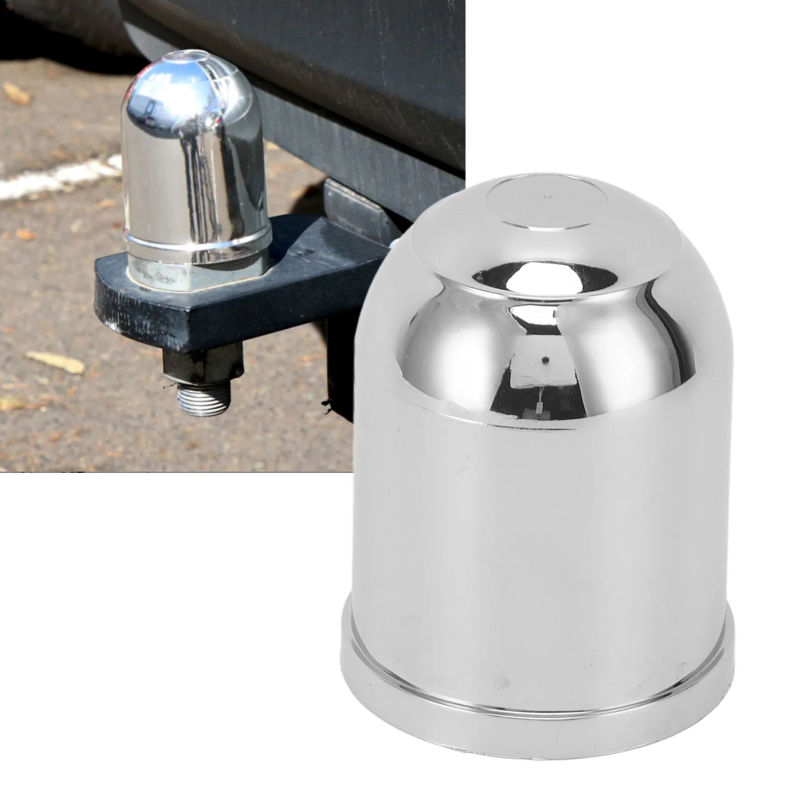 

Trailer Ball Coupler Head Cap Chrome Plated Protection Cover for 50mm 2in 1‑7/8in Hitch Balls