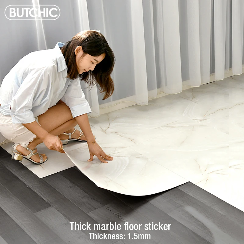 Simulated Thick Marble Tile Floor Sticker Pvc Waterproof Self