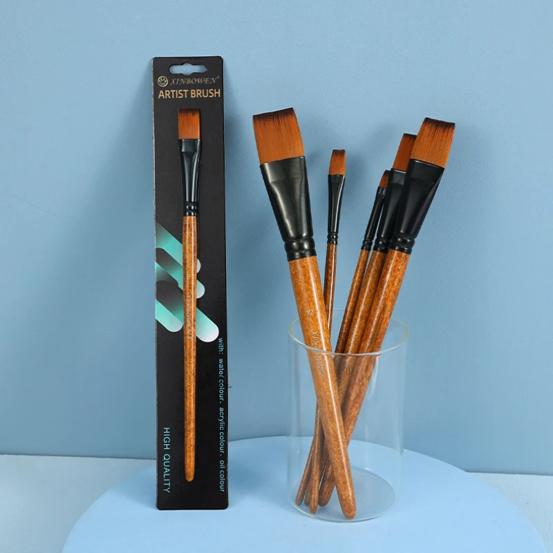 

High Quality Artist Nylon Hair Wooden Handle Watercolor Acrylic Oil Paint Brush Set For Drawing Painting Art Supplies