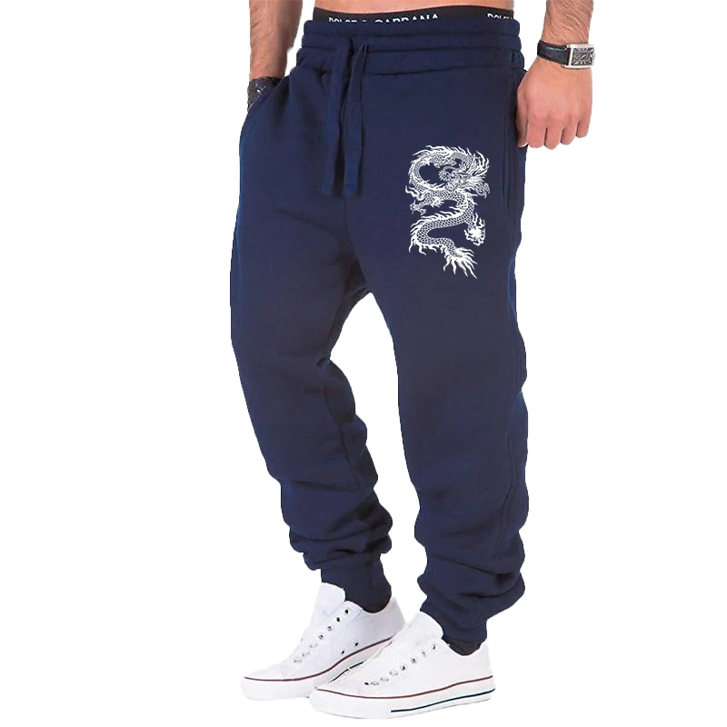 New Fashion dragon print Joggers Men Body Building Gyms Pants Outdoor Casual Sweatpants Sports Fitness Trousers 3