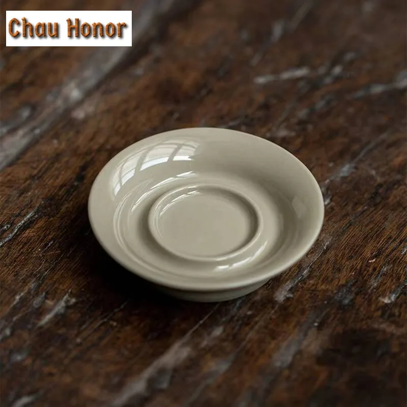 2pc/lot Plant Ash Glaze Japanese Tea Cup Holder Coaster Thermal Insulation Ceramic Coaster Kungfu Teaset Tea Ceremony Tea Pad