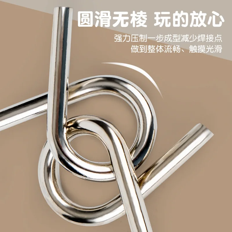 8Pcs/Set Metal Montessori Puzzle Wire IQ Mind Brain Teaser Puzzles Children Adults Interactive Game Reliever Educational Toys