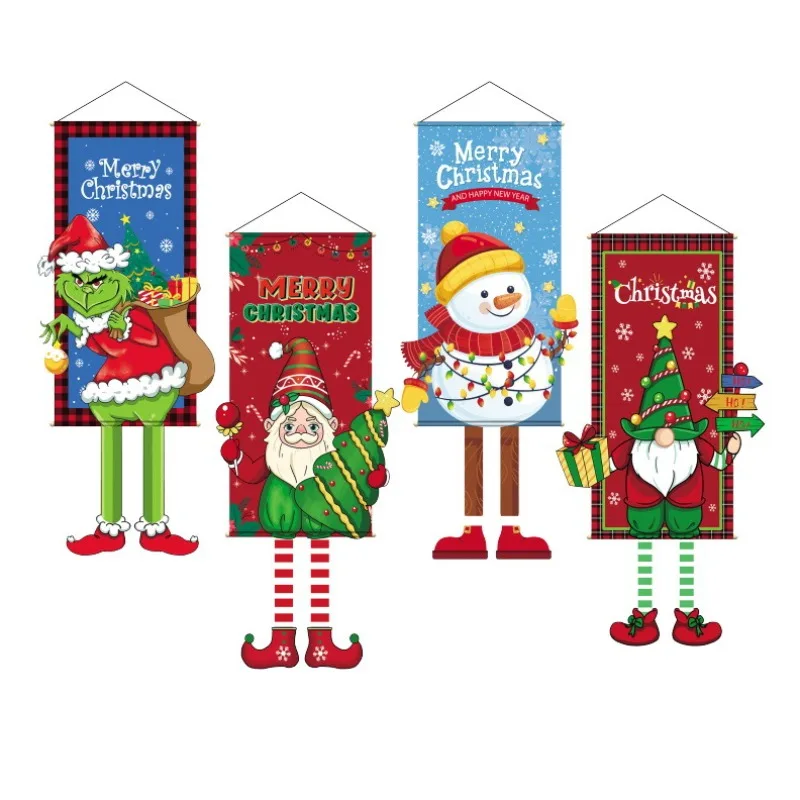 

Merry Christmas Hanging Cloth Poster Creative Cartoon Background Fabric Christmas Decor for Home Xmas Pendants Decoration 2023