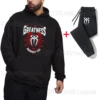 2025 Autumn/Winter New Hot Wrestling Fans Men's Roman Reigns Black pullover casual pants street casual sports fashion black set 3
