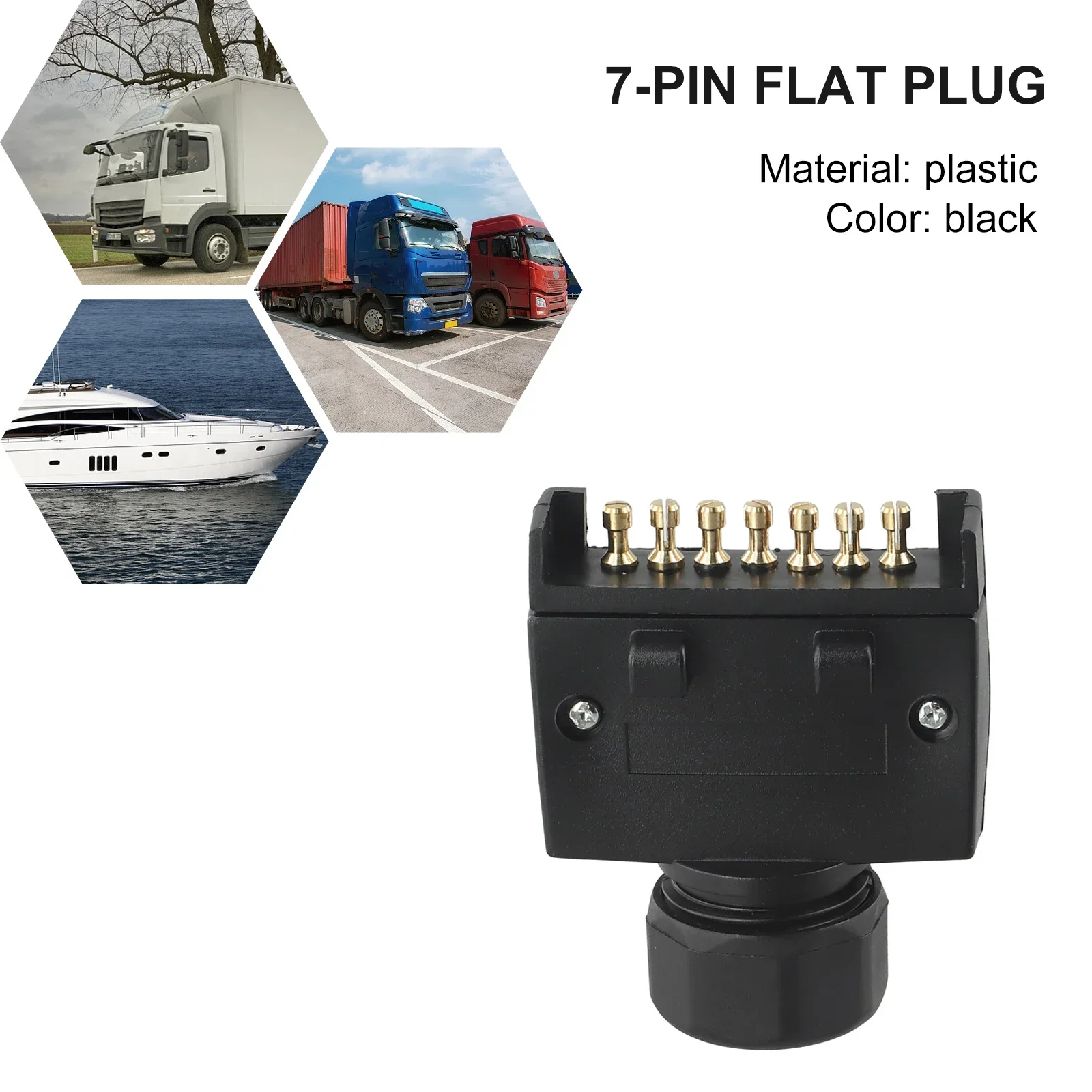 Trailer Plug Adapter 7 Pin AU Flat Plug Male Connector for Caravan Boat RV Camper