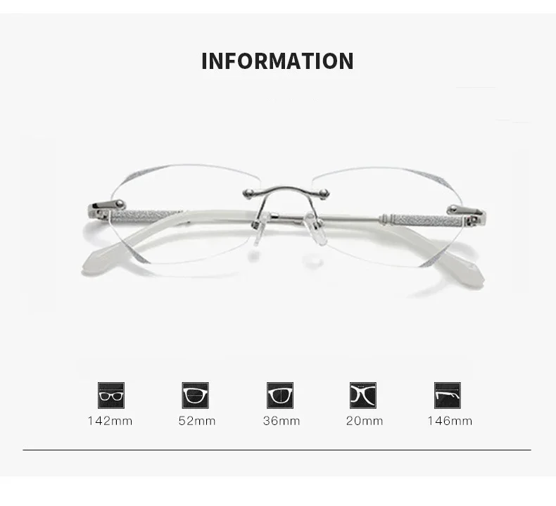 Diamond Cutting Rimless Ladies Myopia Glasses Anti Blue Light Minus Eyeglasses Finished Prescription Near Sight Eyewear Diopter 6