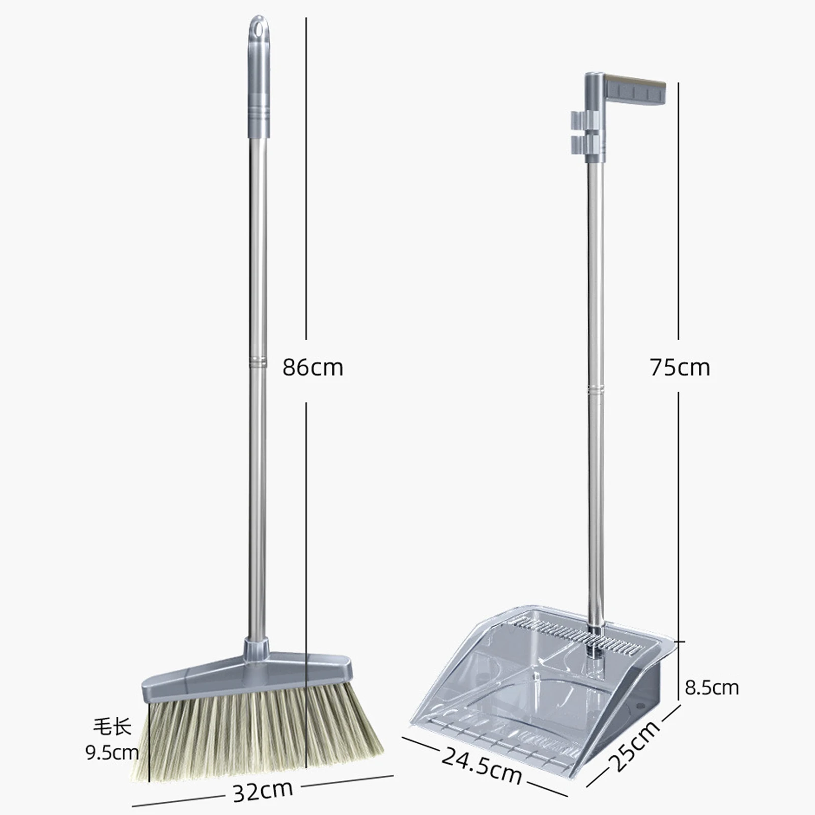 Broom Dustpan Set Cleaning Tool Dust Pan Long Handle Broom Brush Kit For Home Bedroom