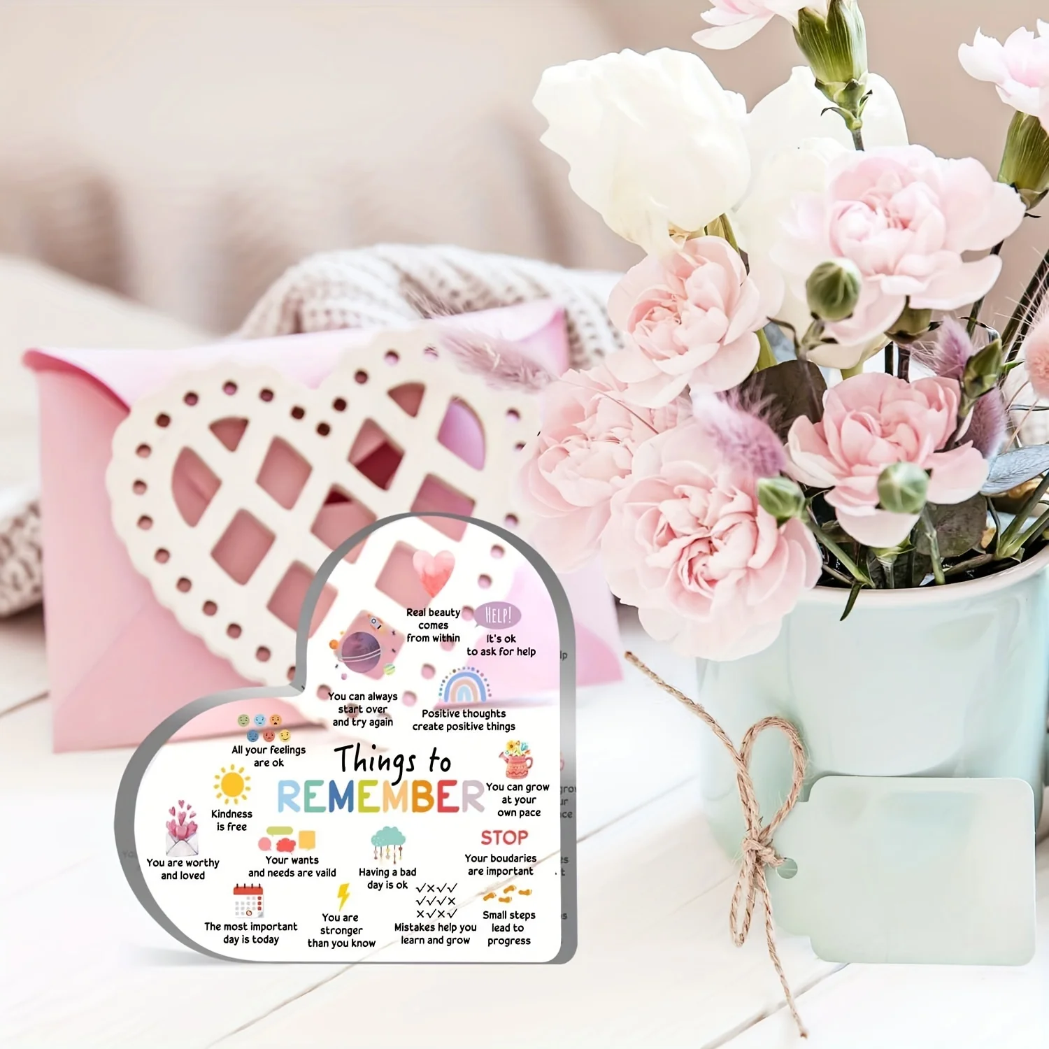 Mental Health Affirmations Heart Acrylic Sign 5