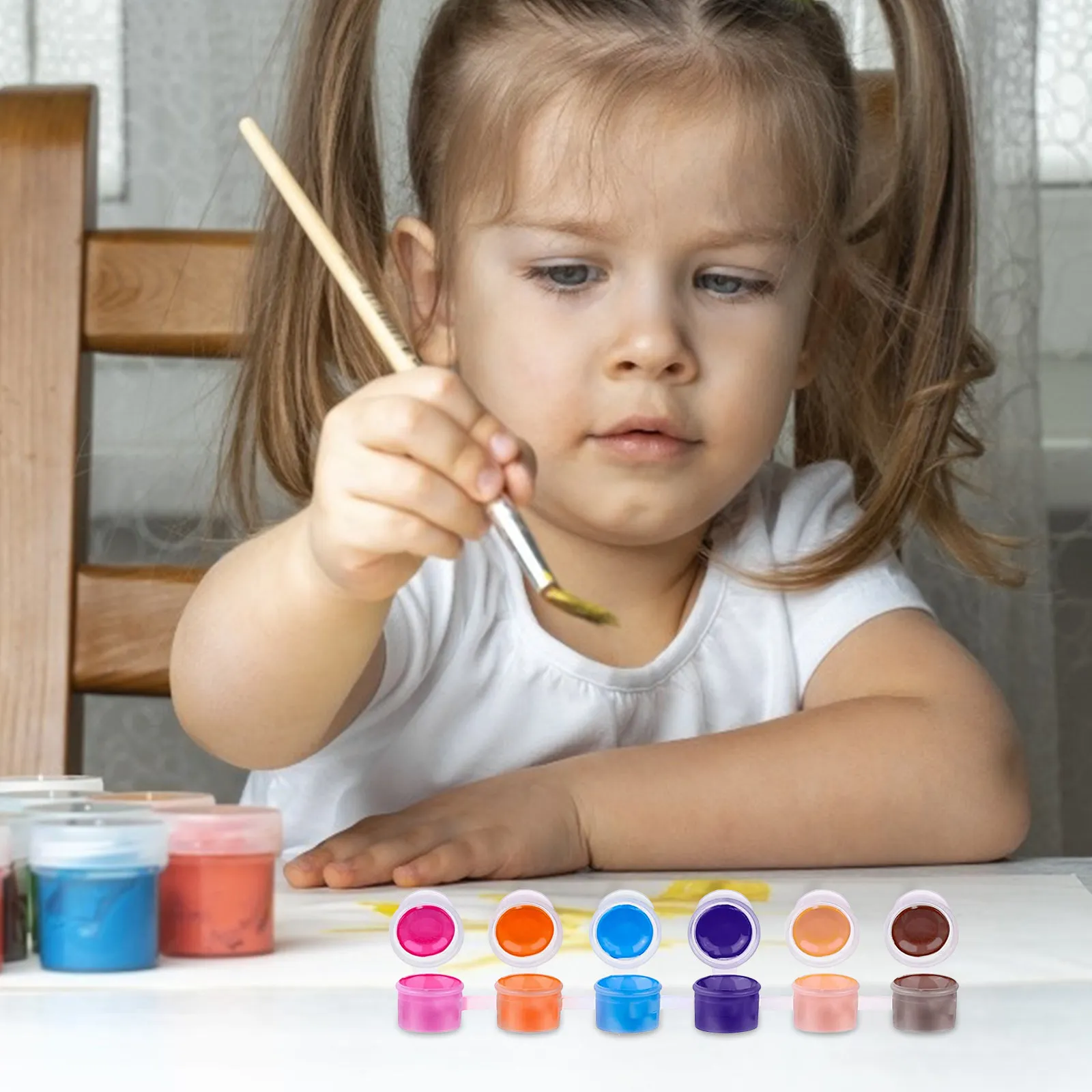 40Pcs 스트립 미니 6-in-1 투명 플라스틱 보관 용기 학교 캠프 페인팅 용품을 위한 누출 방지 페인트 포트