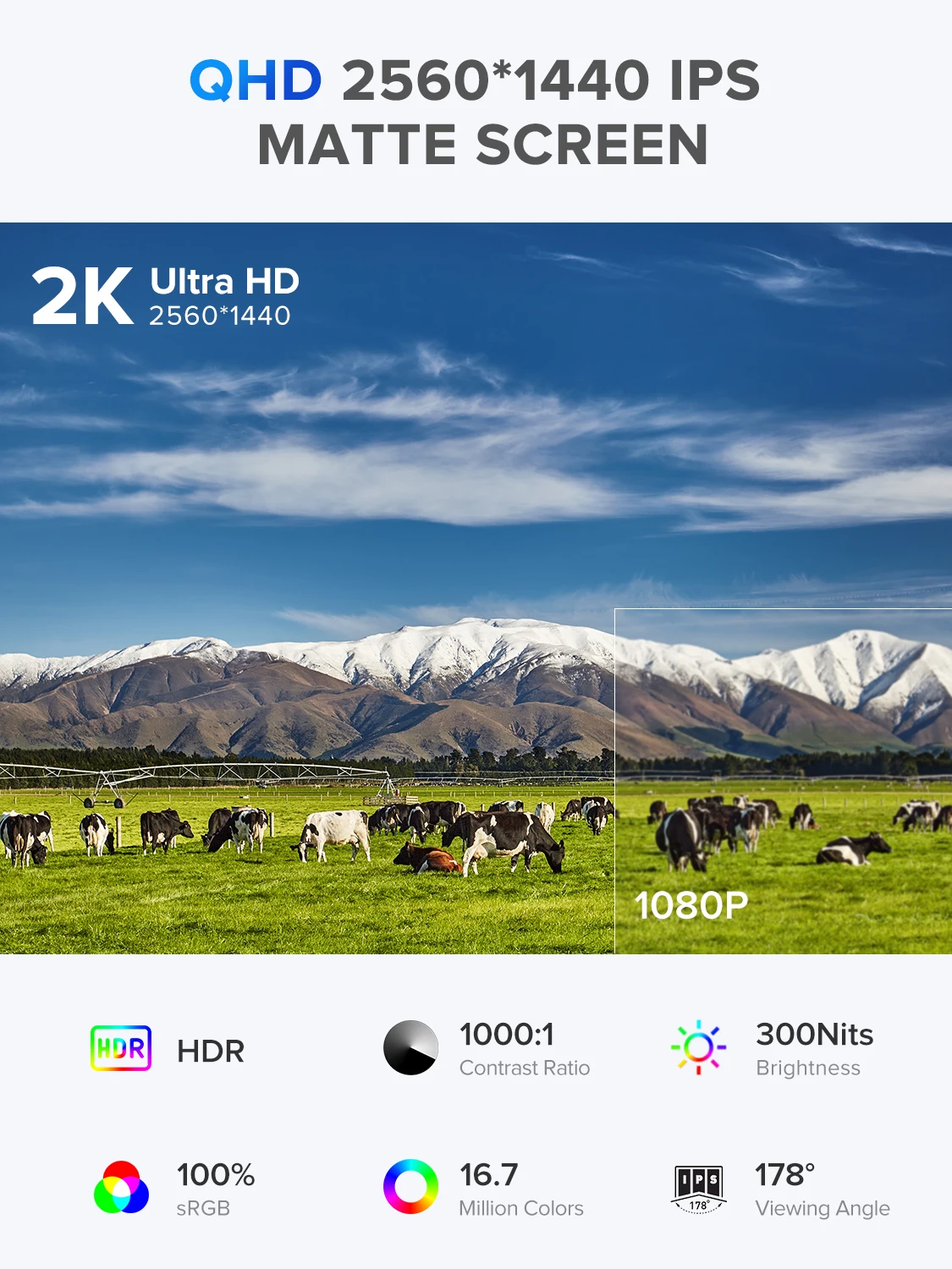 UPERFECT UMax 22 ǻ ÷ 22ġ 2K 1440P   Freesync HDMI Type C Ʈ Ʈ Windows Mac ȭ PS5 繫  Ȩ PC 