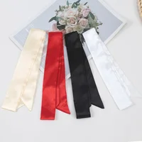 1PC Women Narrow short Scarf 100x4cm Solid Color Chiffon Silk Rubber Black Bag Ribbon Headbands Choker Streamer Lady Accessories 1