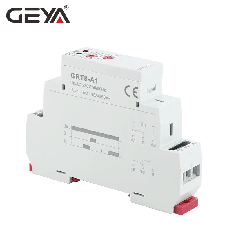 GEYA GRT8-A/B Delay on or  Delay off Timer Relay Electronic Type 16A AC230V or  AC/DC12-240V with CE CB ROHS 4