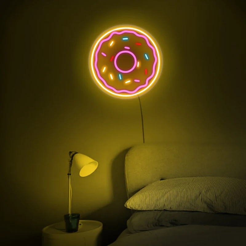 Panneau Lumineux Néon LED En Forme De Donuts Pour Chambre à Coucher, Cuisine, Salle à Manger, Voiture, Restaurant, Décoration De Fête (beignets