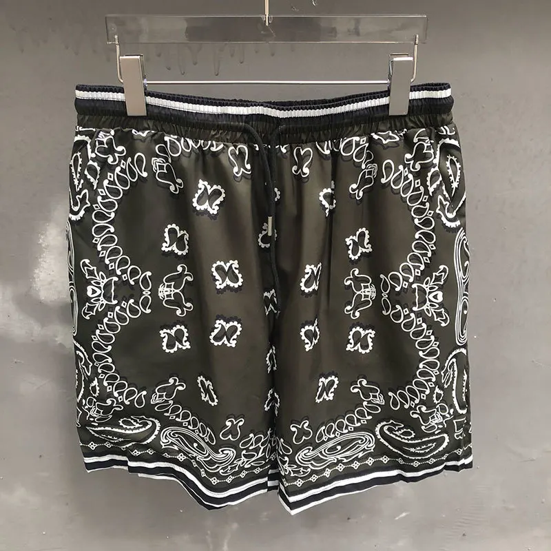 

Casual Beach Holiday Shorts Streetwear Cashew Flower Contrast Color Men's Hawaiian Shorts Streetwear Men Bermudas Masculino