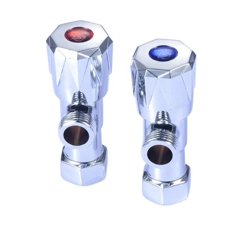 

2pcs Brass Chrome Triangle Valve G1/2' Straight Through Valve Inlet Valve Hot and Cold Water Heater Angle Valve