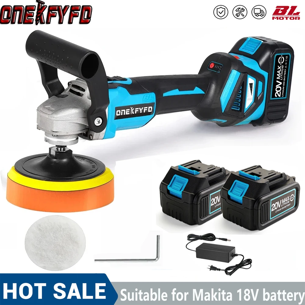 Brushless 2 IN 1 Electric Car Polisher Machine 125mm Cordless Sander Air Grinder 1600W Waxing Polishing Tools For Makita Battery 125mm brush motor cordless orbital sander wood grinder electric car polisher multifunctional wood metal waxing polishing grinding sanding machine 3 speed for makita 18v battery