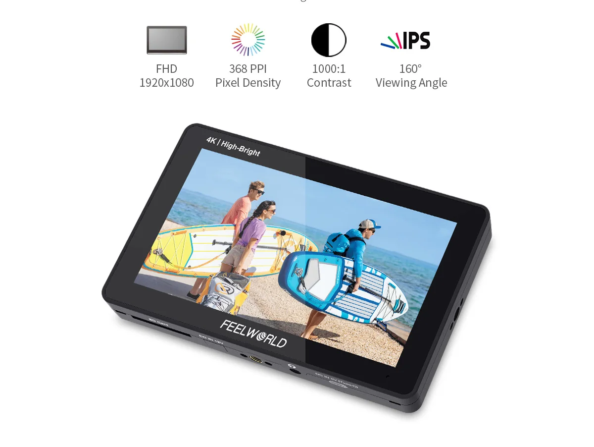 &middot;Feelworld F6 PLUSX 5.5 Inch Camera Field Monitor 1600nit Touch Screen HDMI In Out 3D LUT IPS Full HD 1920X1080 for DSLR Camera