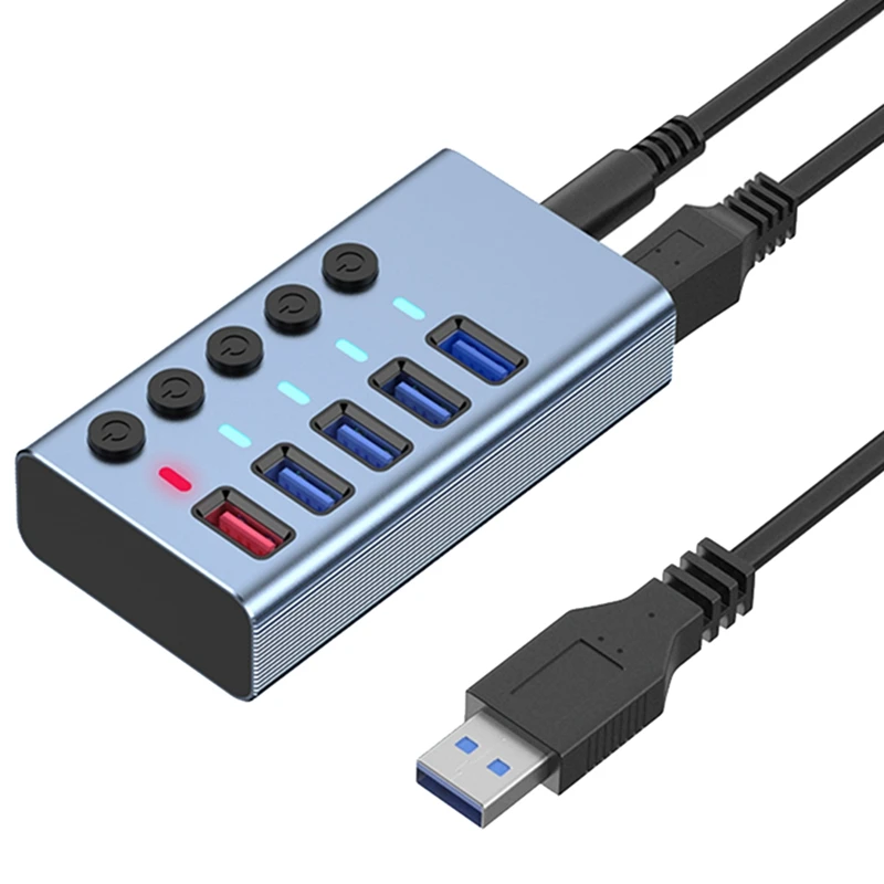 

Разветвитель USB 3,0, компьютерный удлинитель, быстрая зарядка, внешний источник питания 12 В, 2,4 А