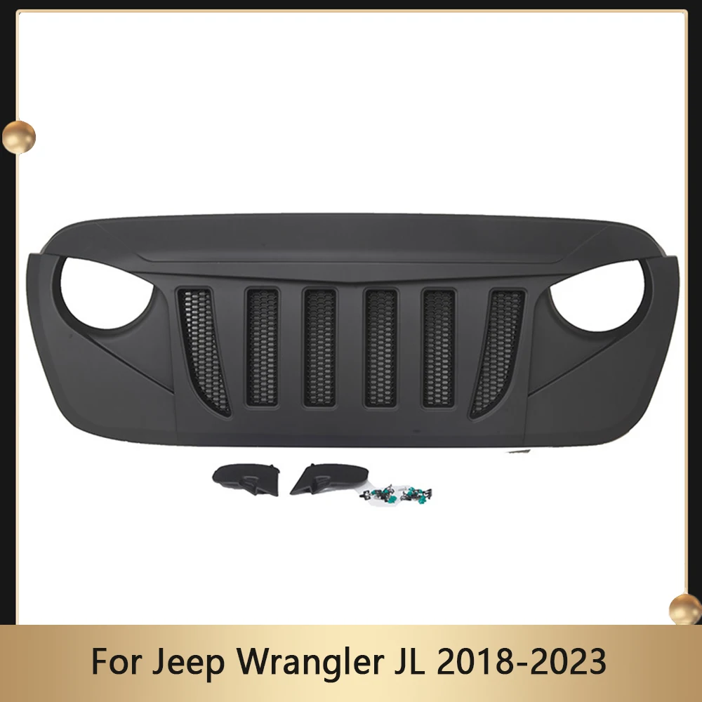 

Car Accessories Modified Hood Grille Racing Grid Fit For Jeep Wrangler JL 2018-2023 Front Bumper Grills Mask Cover