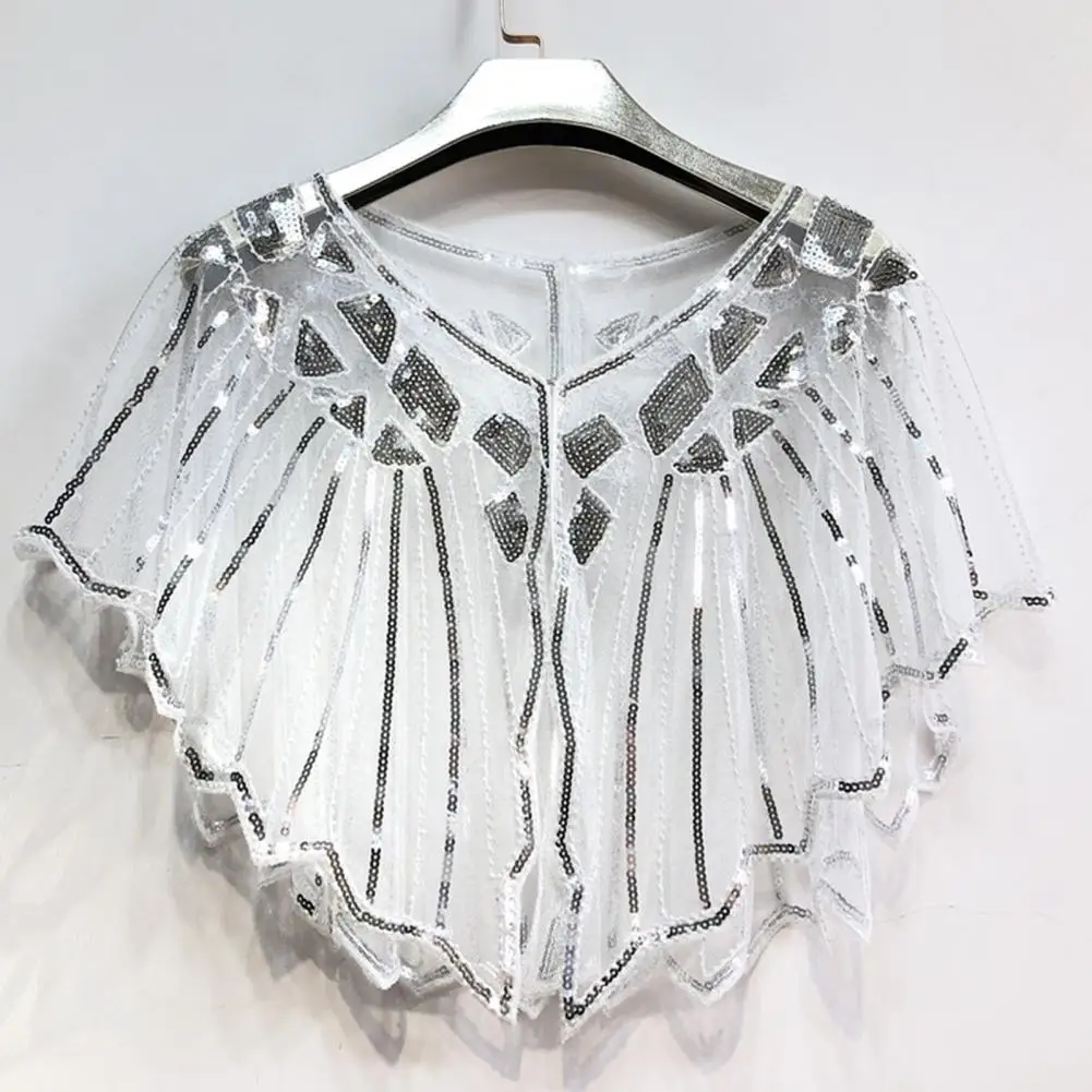 Vintage White Sequin Shrug Excellent Dress Shawl Vintage Eye