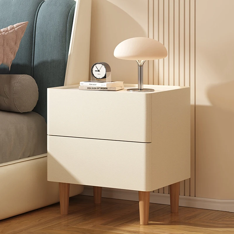 

Aesthetic Minimalist Nightstand White Japanese Hidden Storage Luxury Bedside Table Drawers Space Saving Comodini Home Furniture