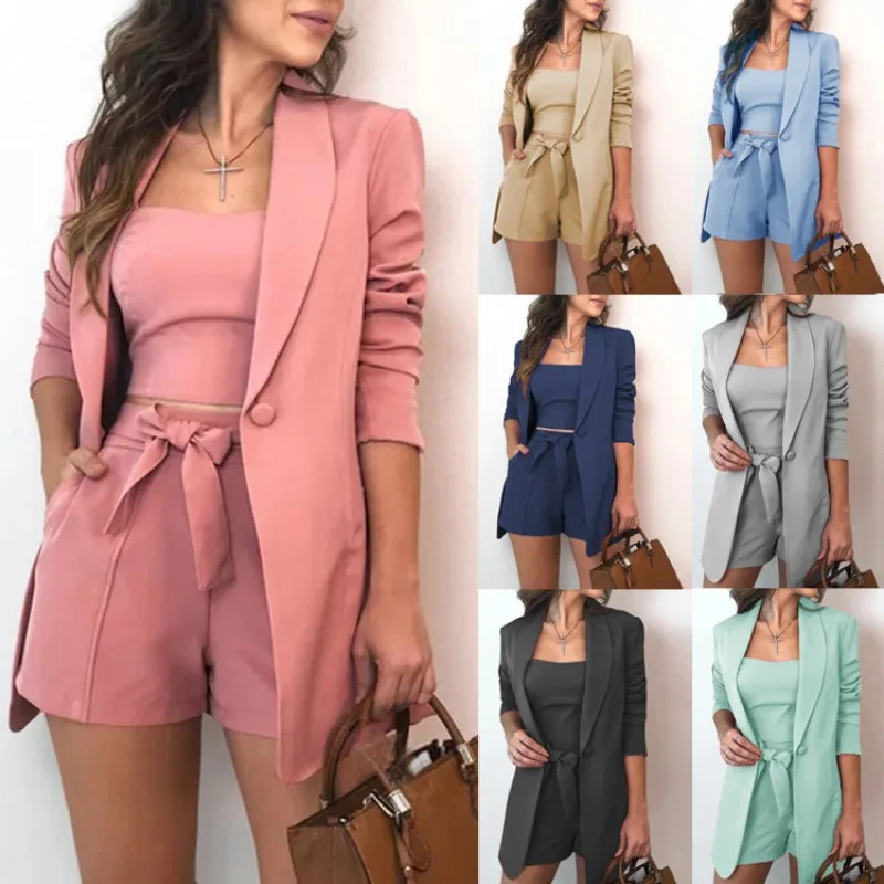 

Summer Simple Shorts Women Solid Colors High Waist Casual Commute Straight Shorts Plus Size Office Lady All-Match Bottom Wear