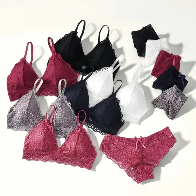 Women's Floral Lace Bralette & Panty Set