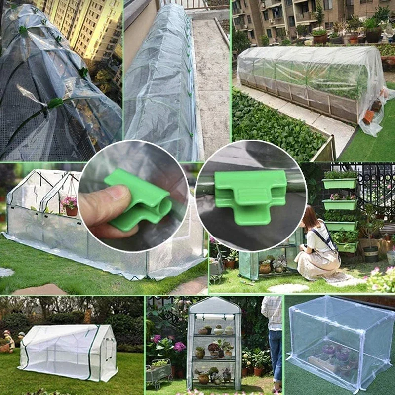 10pcs Greenhouse Film Clamps Garden Tarpaulin Netting Tunnel Hoop Pipe Clamp Shed Row Cover Shading Frame Support Planting Tools