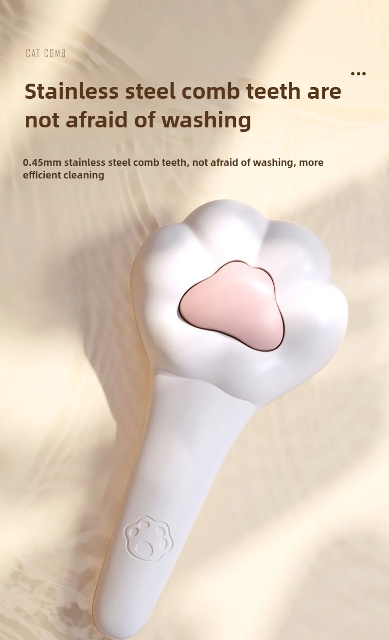 Cat Grooming Flea Comb With Release Button For Pet Hair Removal_voghion.com
