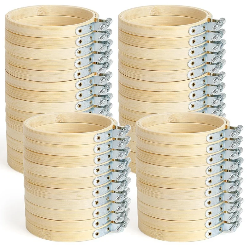 

48Pieces Embroidery Hoop Mini Embroidery Hoop Bamboo Round Hoop For DIY Craft Needlework, Sewing And Crafts