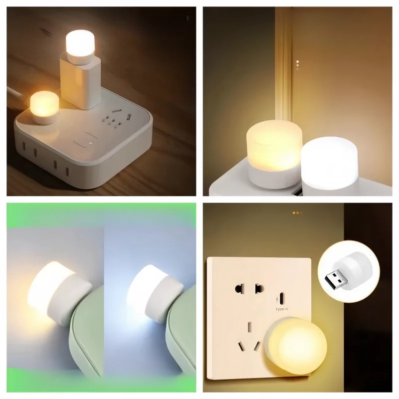 1-10PCS USB LED Light Plug-In Warm White 5V 1W Super Bright Energy-Saving Reading Night Light Portable Home Environment