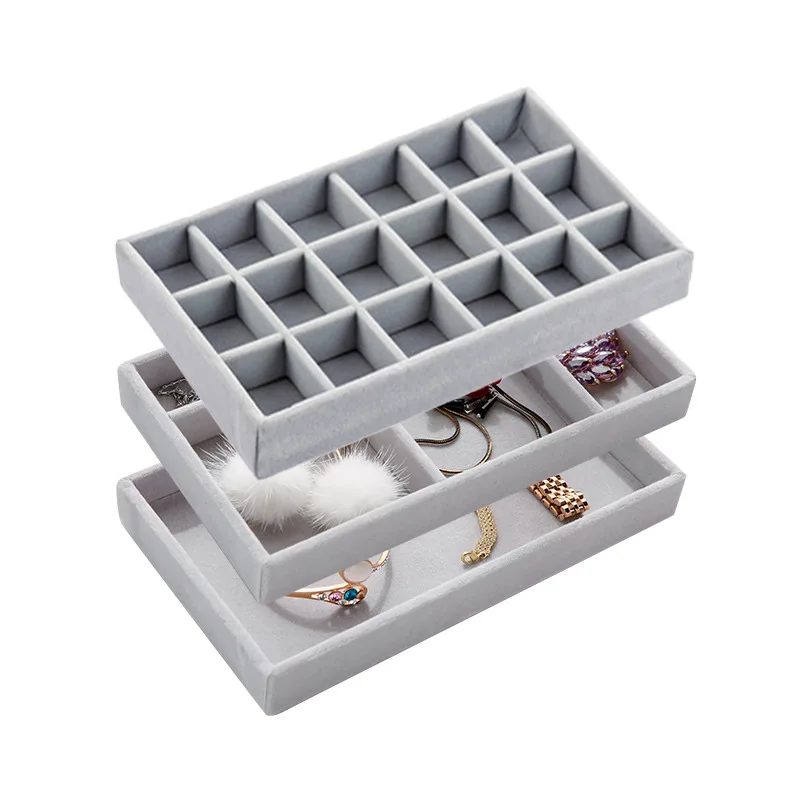 Velvet Stackable Jewelry Display Tray Case for Jewellery Hot Sales Fashion  Portable Velvet Jewelry Organizer Box