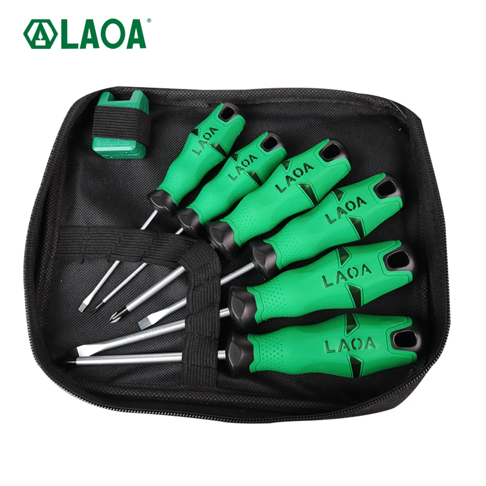 LAOA 6 قطعة/9 قطعة مجموعة مفكات Cr-V مفك مسامير مشقوق ومفكات فيليبس طقم أدوات يدوية