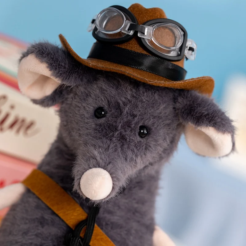 Grey Plush Mouse Toy with Accessories for Kids