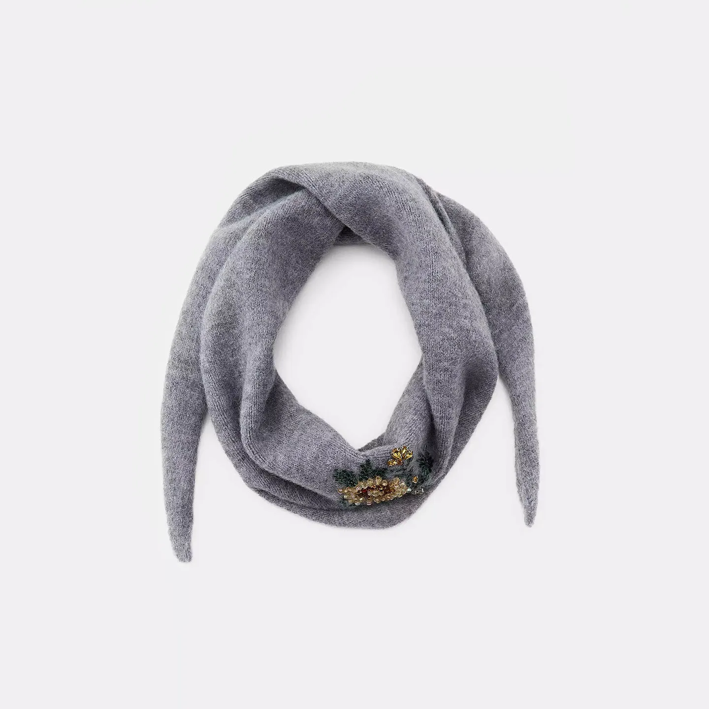 Women's Autumn Faion No-brim Hat Scarf And Fingerl Gloves High Top Capricious Sle Embroidered Plant Floral Pattern