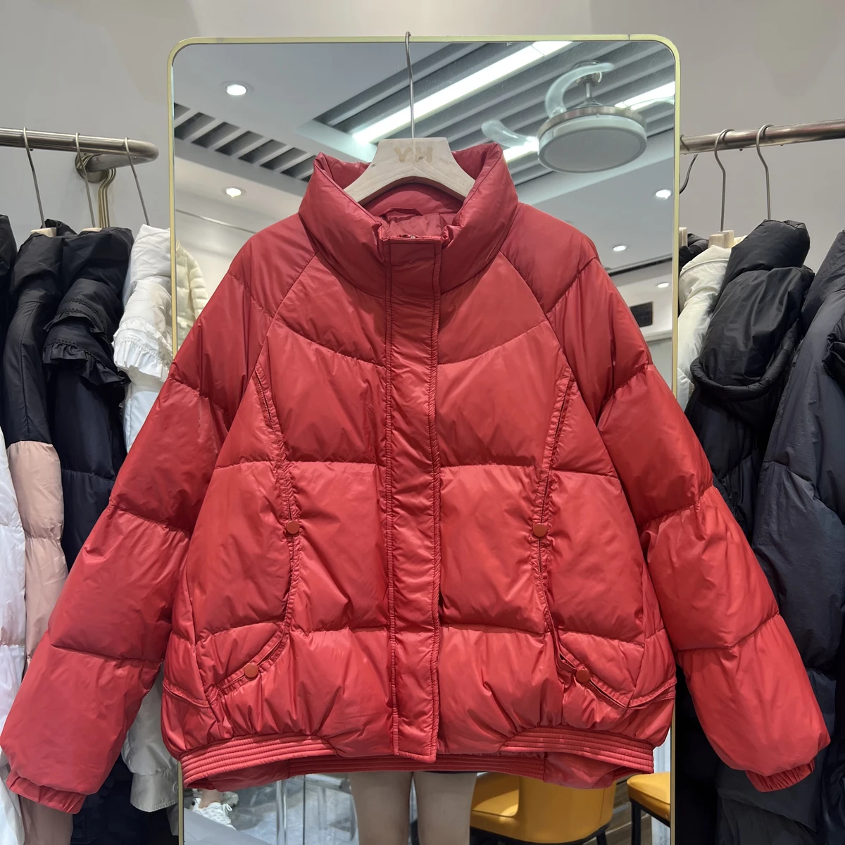 

Fall Winter 2023 New Down Jacket Women Fashion Loose Light Long Sleeve Solid Color Casual Warm White Duck Down Coat L288