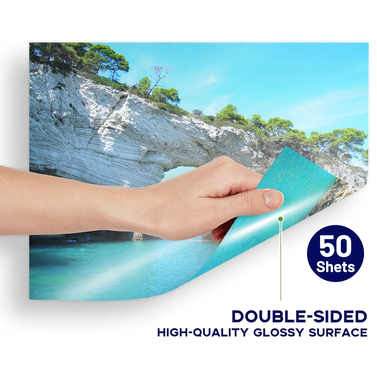 HUSPER 50 매 A4 양면 광택 사진 인쇄 용지 120Gsm 고품질 복사 용지 8.3x11.7 인치