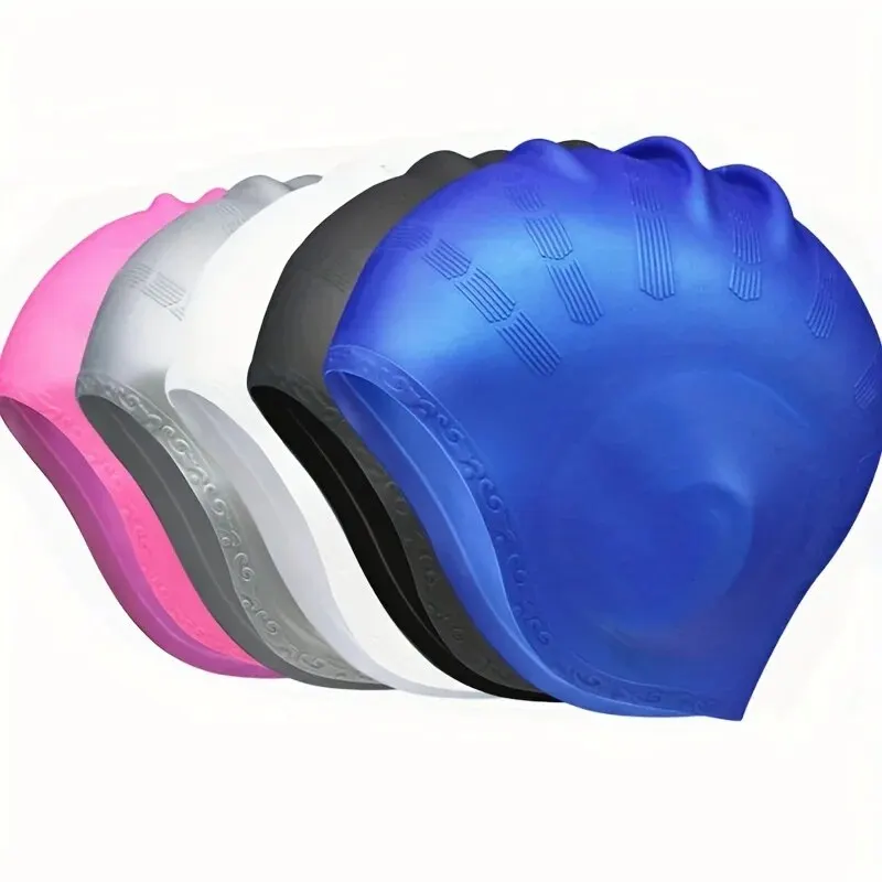 Durable Silicone Swimming Cap with Ear Pockets for Adults and Teens Protects Long Hair and Provides High Elasticity swimming cap