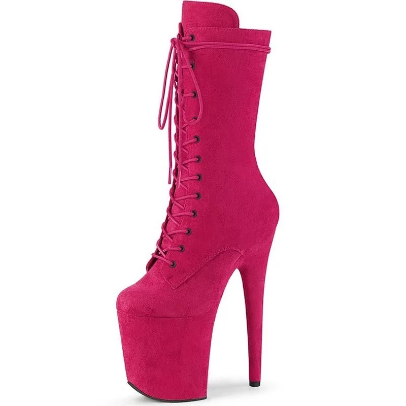Ladies Pole Dancing Boots 20CM platform Bootie Suede nightclub catwalk round head boots large shoes fast delivery 34-45