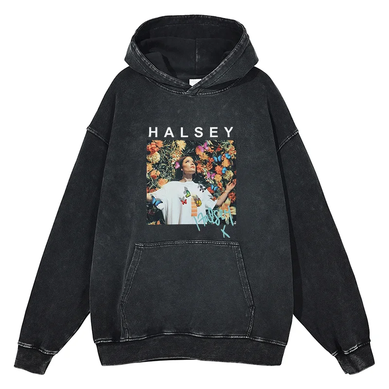 

Halsey Graphic Hoodies High Street Fashion Men Women Streetwear Autumn Winter Cotton Vintage Oversized Black Pullover Sweatshirt