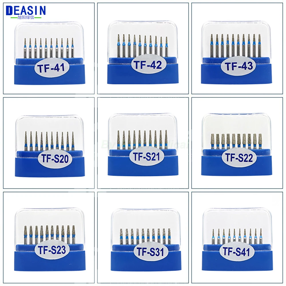 10pcs/box Dental Diamond Burs TF Series FG 1.6mm For handpiece Ceramics Composite Polishing Repair Kit Dentist Equipment 5