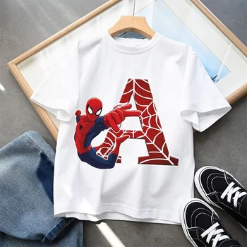 2026  New Children's Spider Man Cartoon Letter Printed T-shirt Cotton T-shirt Boys' Short Sleeved Top Children's Clothing 1