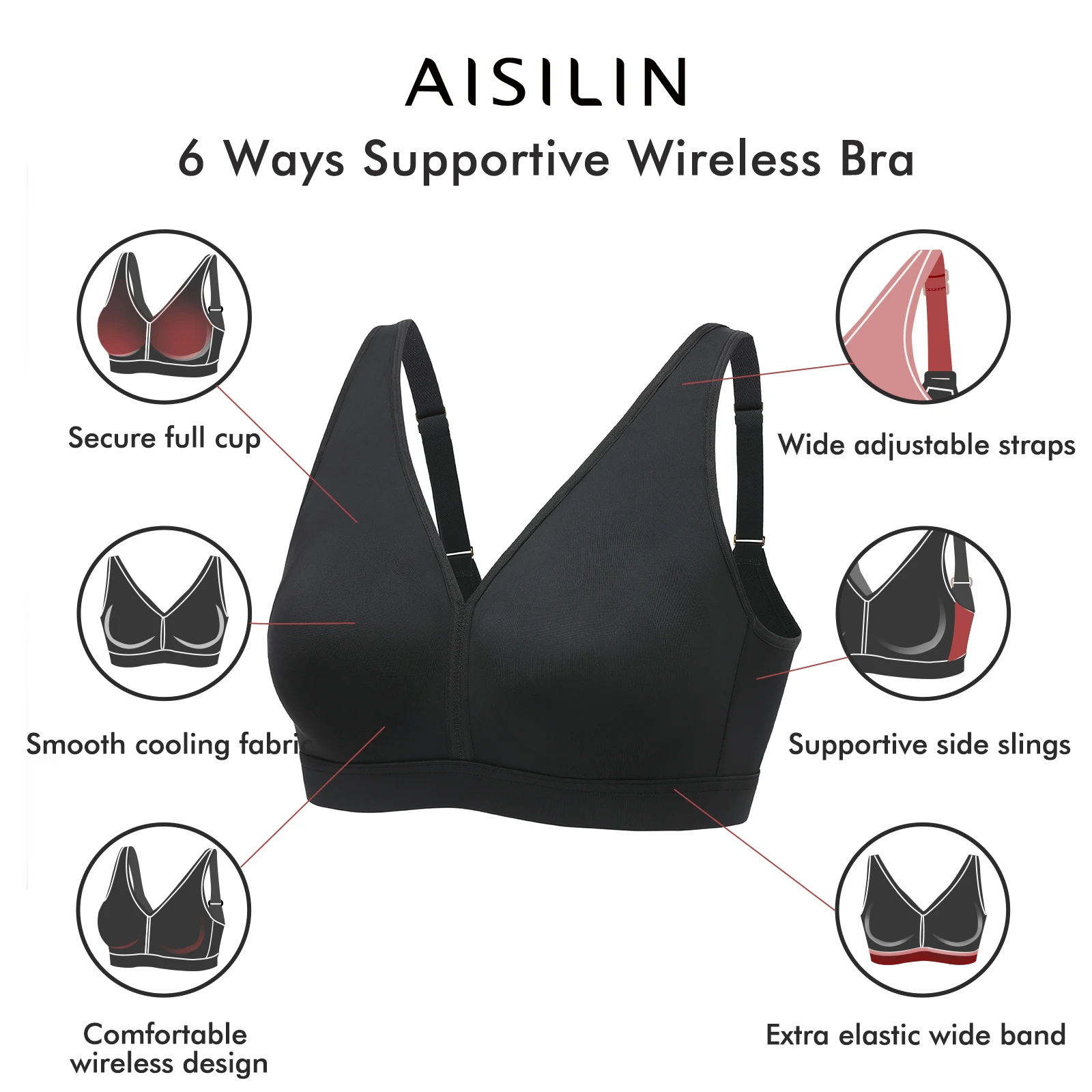 Women's Plus Size Seamless Bra Wireless Support Comfort No Padding Bras No Wire Smooth Lingerie B C D DD E F G