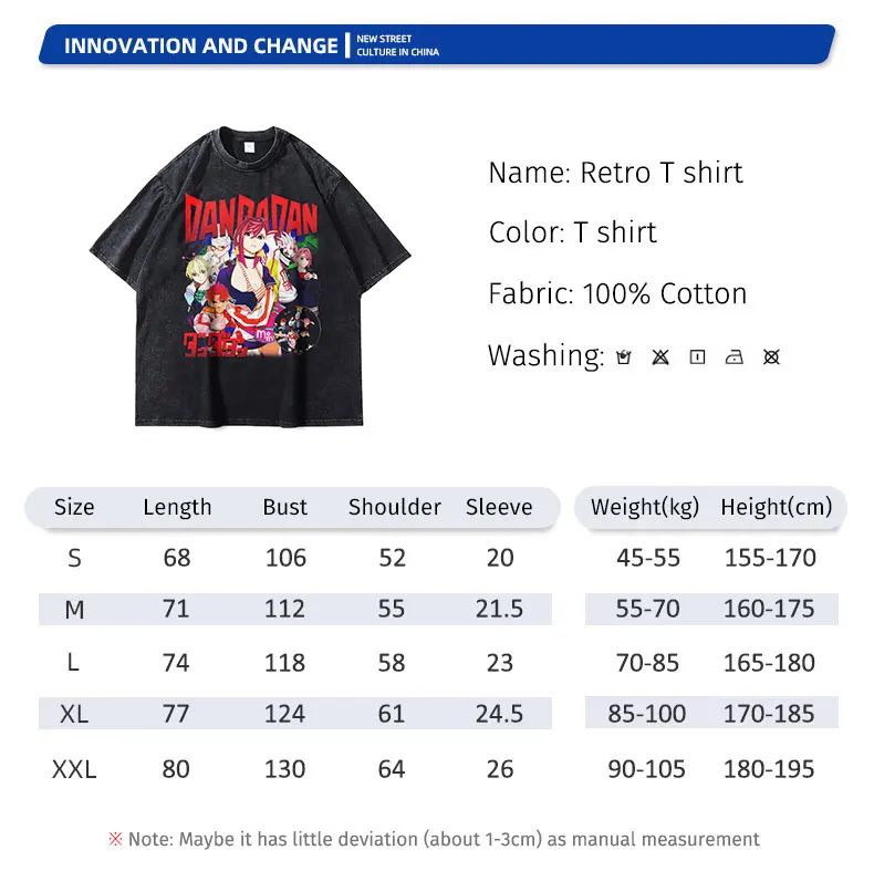 Anime Dan Da Dan T Shirt Oversized Vintage Washed Dandadan T