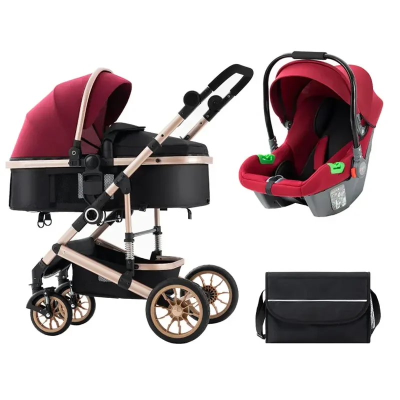 High Landscape Baby Stroller 3 in 1 With Car Seat and Stroller Luxury Infant Set Newborn Baby Car Seat Trolley
