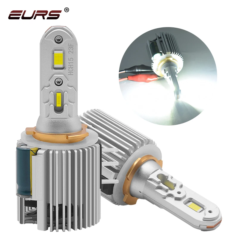 

EURS 2PCS High Power LED Car Headlight H15 Canbus Super Bright High speed silent fan LED Automobiles Auto Lamp 100W 12000LM12V