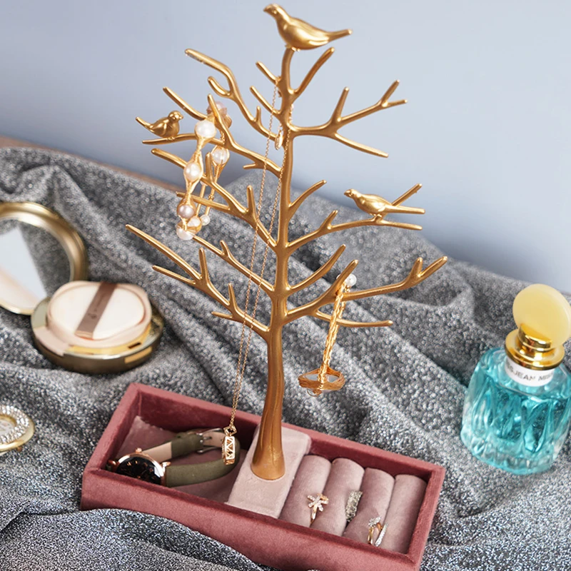 

Tree Shaped Jewelry Storage Stand Ring Storage Box For Dressing Table Earring Necklace Cloakroom Jewelry Display Stand