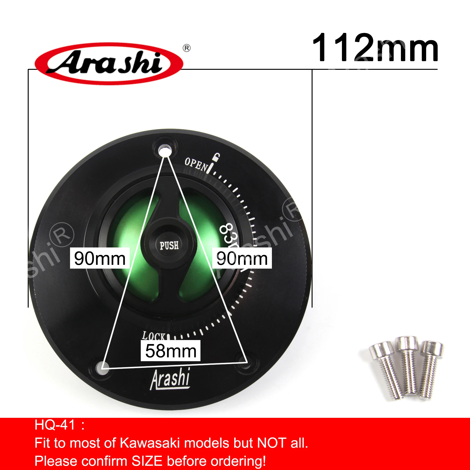 

112mm Motorcycle CNC Keyless Fuel Tank Cap Cover Protect For KAWASAKI NINJA 400R 2011/NINJA 650R/ER-6F ER-6N 2006-2016/VN 650