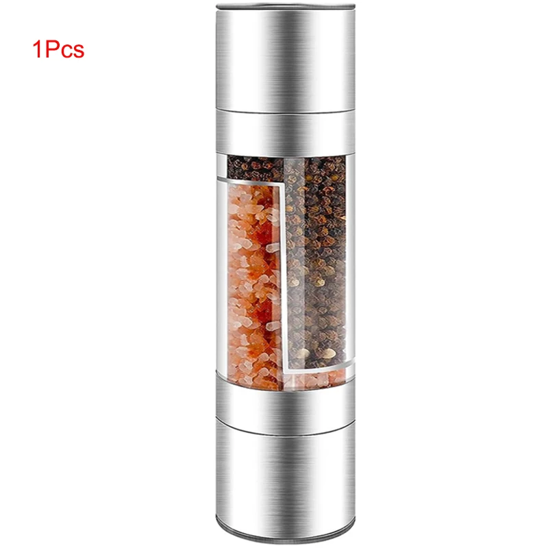 Dual-Chamber Stainless Steel Spice Grinder with Adjustable Ceramic Mill